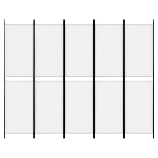 vidaXL Divisorio a 5 Pannelli Bianco 250x200 cm Tessuto