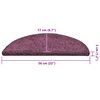 vidaXL Tappetini per scale 15 pz 56x17x3 cm Viola scuro semicircolari