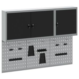 vidaXL Set di armadi per attrezzi con lo scaffale con blocco 5 pz Nero