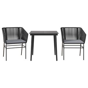 vidaXL Set da Pranzo da Giardino 3 pz con Cuscini Polyrattan Vetro