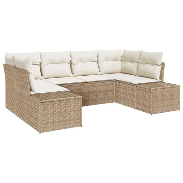 vidaXL Set Divano da Giardino con cuscino 6 pcs Beige polyrattan