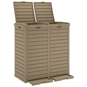 vidaXL Cestino Rifiuti Esterno Marrone Chiaro 78x41x86cm Polipropilene