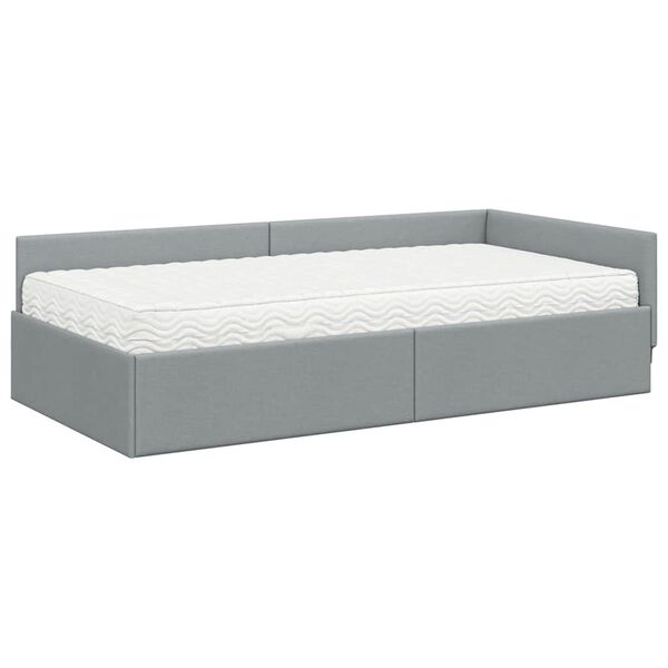 vidaXL Struttura Letto Angolare con Materasso 2 pcs Grigio chiaro