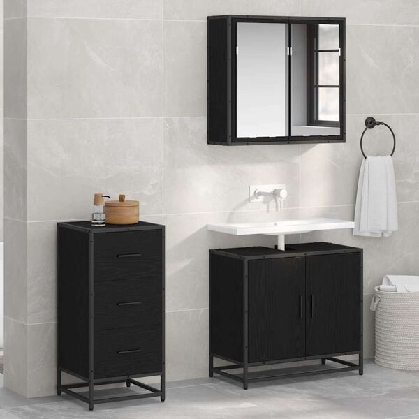 vidaXL Credenza Rovere Nero 35.5 x 35 x 76 cm