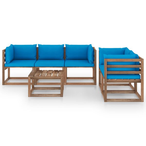 vidaXL Set Salotto da Giardino 6 pz con Cuscini Blu Chiaro