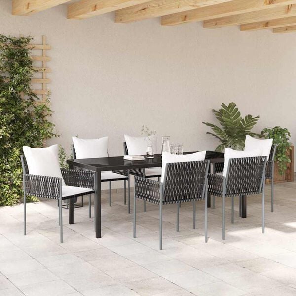 vidaXL Set da Pranzo per Giardino 7 pcs Marrone e Nero Rattan in PE