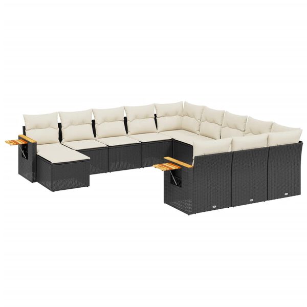 vidaXL Set Divani da Giardino 11 pz con Cuscini in Polyrattan Nero