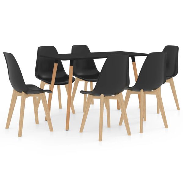 vidaXL Set da Pranzo 7 pz Nero