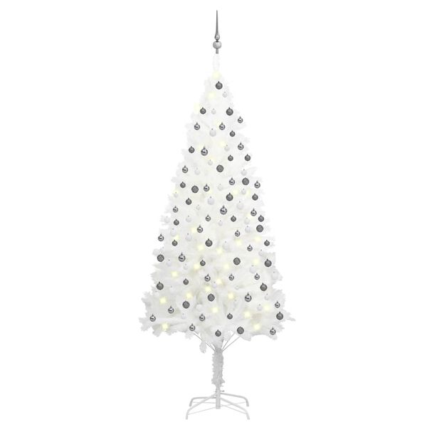 vidaXL Albero di Natale Preilluminato con Palline Bianco 210 cm