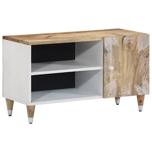 vidaXL Mobile Porta TV 80x31,5x46 cm in Legno Massello di Mango