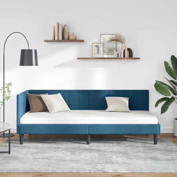 vidaXL Cornice del letto ad angolo Blu 80 cm x 200 cm Velluto