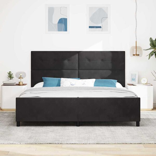 vidaXL Letto a molle con testiera Nero 200 x 200 cm Velluto
