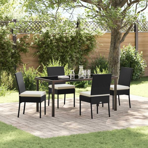 vidaXL Set da Pranzo per Giardino 5 pcs Nero