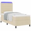 vidaXL Letto a molle con materasso con led Crema 90 x 190 cm Tessuto