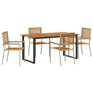vidaXL Set da Pranzo per Giardino 5 pz Beige Legno di Acacia Massello