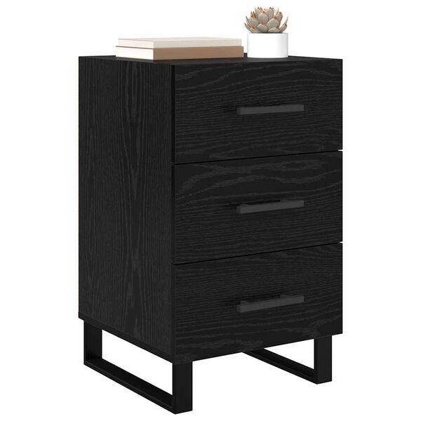 vidaXL Armadio da Notte Rovere Nero 40 x 40 x 66 cm Legno multistrato
