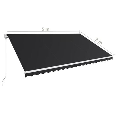 vidaXL Tenda da Sole Retrattile Manuale 500x300 cm Antracite
