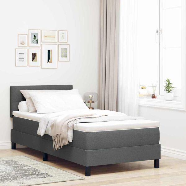 vidaXL Letto a molle con materasso Grigio scuro 80 x 200 cm Tessuto