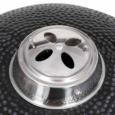 Barbecue Kamado In Ceramica 2 In 1 - 56 Cm Nero, Per Grigliate E Affumicatura, Con Termometro - Foto 5