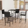 vidaXL Set Bar da Giardino 5 pz in Polyrattan Nero