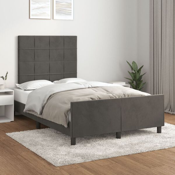 vidaXL Giroletto senza Materasso Grigio Scuro 120x190 cm Velluto