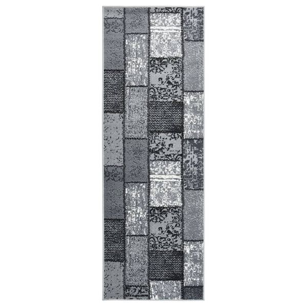 vidaXL Tappeto Lungo in BCF Grigio con Motivo a Blocchi 80x200 cm