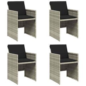 vidaXL Sedie da Giardino con Cuscini 4 pz Grigio Chiaro in Polyrattan