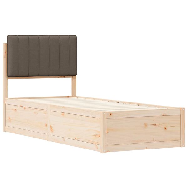 vidaXL Letto con Testiera Rivestita Talpa 75 x 190 cm Pino massello