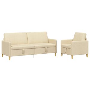 vidaXL Set di Divani con Storage 2 pz Crema Poliestere