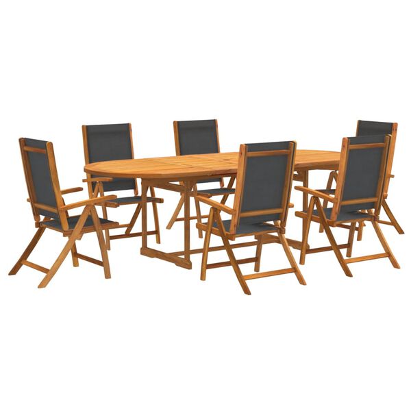 vidaXL Set Pranzo da Giardino 7pz Legno Massello di Acacia e Textilene