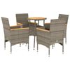 vidaXL Set Pranzo Giardino 5 pz con Cuscini Grigio Polyrattan Acacia