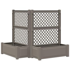 vidaXL Vaso Grande con Direzione 2 pz PP Grigio
