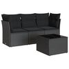 vidaXL Set Divani da Giardino 4 pz con Cuscini Nero in Polyrattan