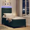 vidaXL Letto a Sorgente LED Verde Scuro 90 x 200 cm Velluto