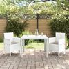 vidaXL Set da Pranzo per Giardino 3 pcs Bianco Rattan Polt