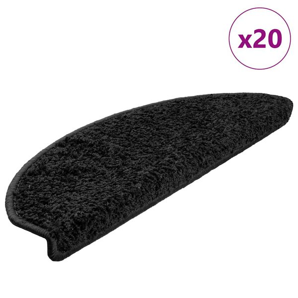 vidaXL Tappetini per scale 20 pz 65x21x4 cm Nero Semicircolari Grandi
