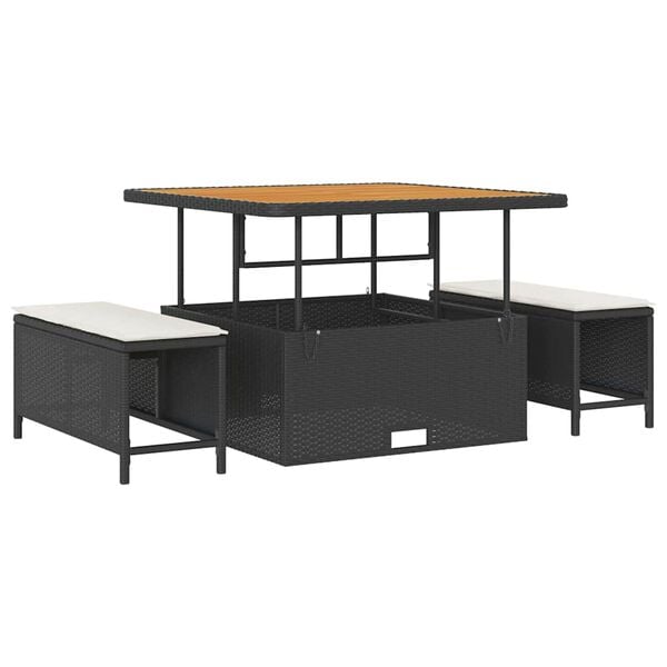 vidaXL Set Divano da Giardino con cuscino 9 pcs Nero e Crema
