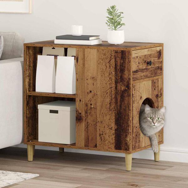 vidaXL Casa per Gatti Legno vecchio 72 x 42.5 x 70 cm