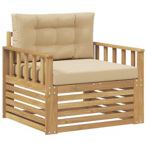 vidaXL Divano da esterno Poliestere Bianco e beige