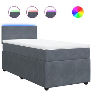 vidaXL Giroletto a Molle con Materasso Grigio Scuro 80x200 cm Velluto