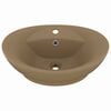 vidaXL Lavandino con Troppopieno Ovale Crema Opaco 58,5x39cm Ceramica