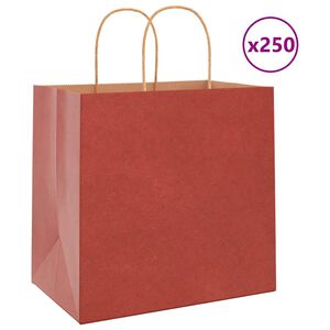 vidaXL Sacchetti di Carta 250 pz con Manici Rossi 26x17x25 cm