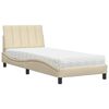vidaXL Letto con Materasso Hanko Crema 90x190 cm in Tessuto