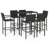 vidaXL Set da Bar da Giardino 7 pz Nero in Polyrattan
