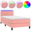 vidaXL Letto a Molle con Materasso e LED Rosa 100x200 cm in Velluto