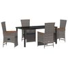 vidaXL Set da Pranzo per Giardino 5 pz Grigio polyrattan