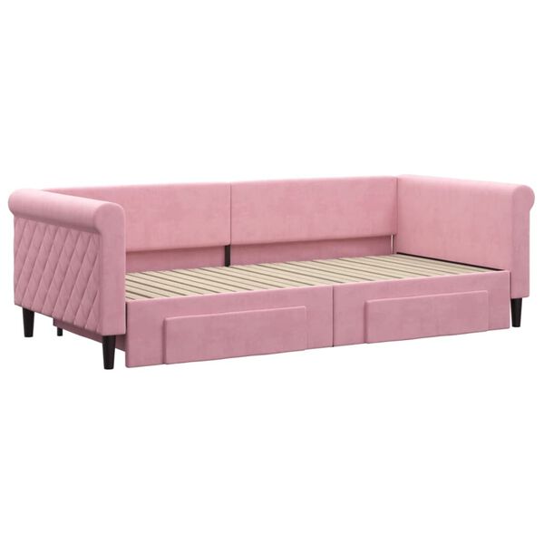 vidaXL Divano Letto Estraibile con Cassetti Rosa 90x200 cm Velluto
