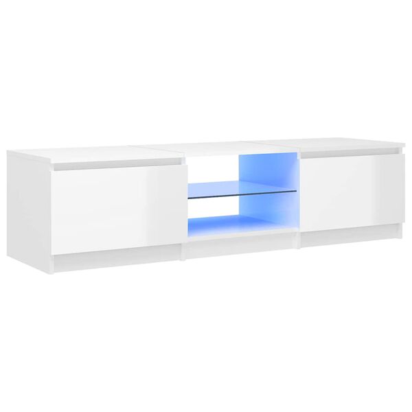 vidaXL Mobile Porta TV con Luci LED Bianco Lucido 140x40x36 cm