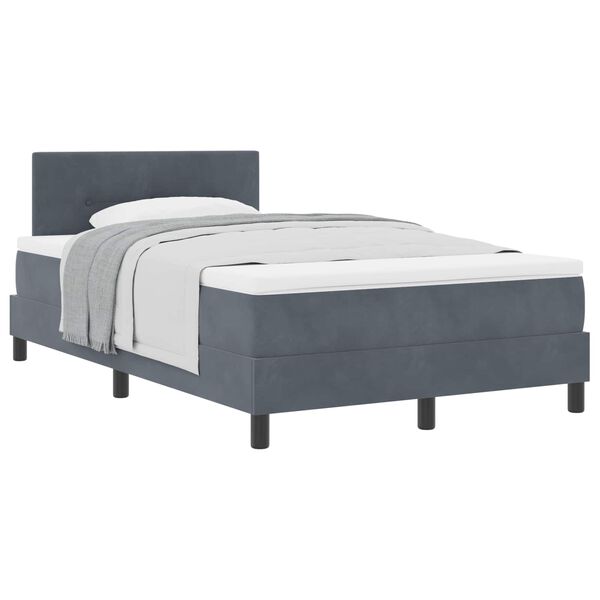 vidaXL Letto a molle con materasso Grigio scuro 120 x 200 cm Velluto