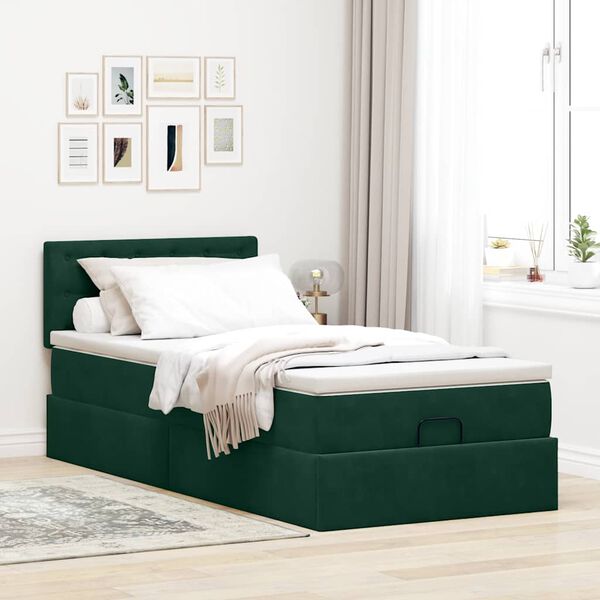 vidaXL Struttura Letto Pouf con Materasso 90x200 cm in Velluto